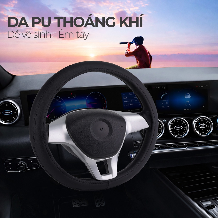 Bọc Vô Lăng CIND TP990 Size M Màu Đen Da PU Lõi TPE Chống Trượt Siêu Êm - Nhập Khẩu Chính Hãng