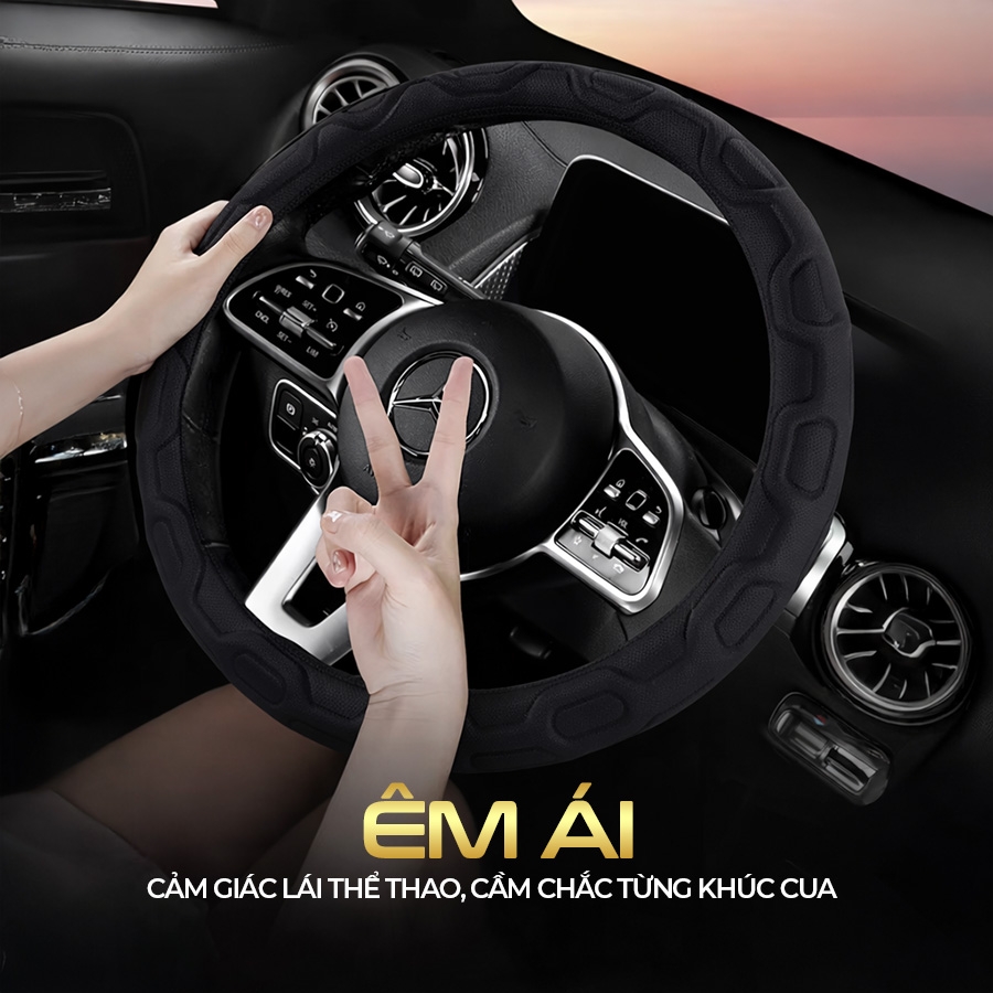 Bọc Vô Lăng CIND Y021 Size M Màu Đen Da PU Lõi TPE Chống Trượt Siêu Êm - Nhập Khẩu Chính Hãng