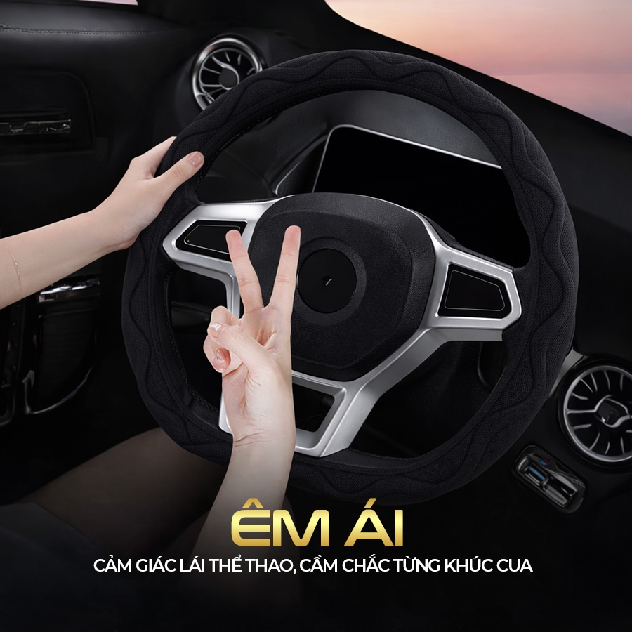 Bọc Vô Lăng D-Cut CIND Y019D Size M Màu Đen Da PU Lõi TPE Chống Trượt Siêu Êm - Nhập Khẩu Chính Hãng