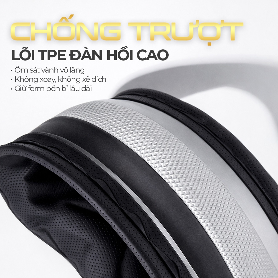 Bọc Vô Lăng D-Cut CIND Y019D Size M Màu Đen Da PU Lõi TPE Chống Trượt Siêu Êm - Nhập Khẩu Chính Hãng