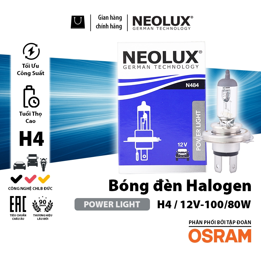 Bóng Đèn Halogen Power Light OSRAM NEOLUX Dùng Cho Xe Ô Tô Xe Máy Chân H1 H3 H4 H7