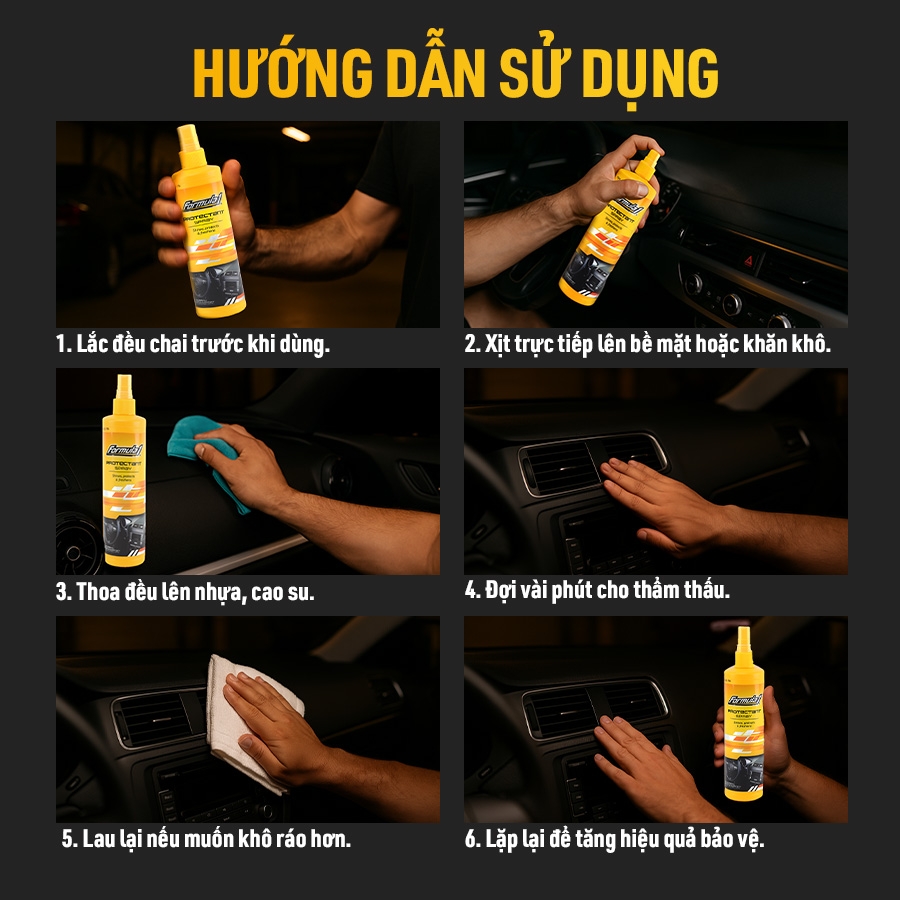 Dung Dịch Bảo Vệ Nhựa Táp Lô Khử Mùi FORMULA 1 615006 295ml Không Mùi Không Nhờn An Toàn Nội Ngoại Thất - Nhập Khẩu Chính Hãng
