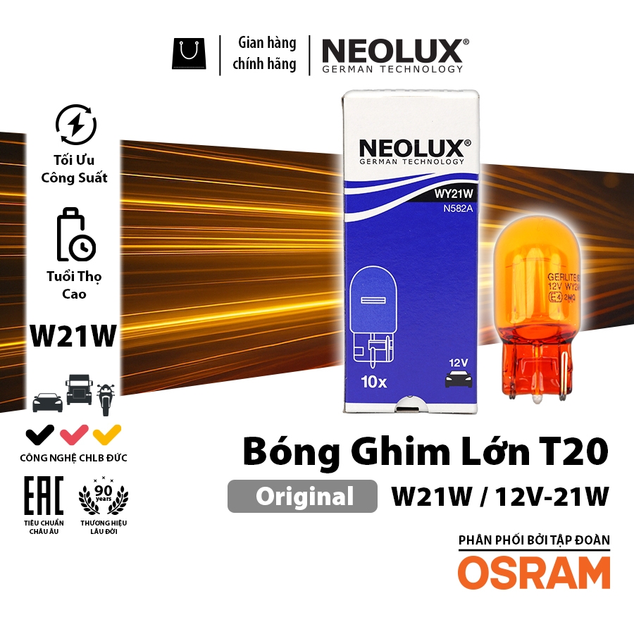 Combo 10 Bóng Đèn Chân Ghim T10 T15 T20 OSRAM NEOLUX Lắp Đèn Demi, Bóng Soi Biển Số Xe Ô Tô Xe Máy - Nhập Khẩu Chính Hãng
