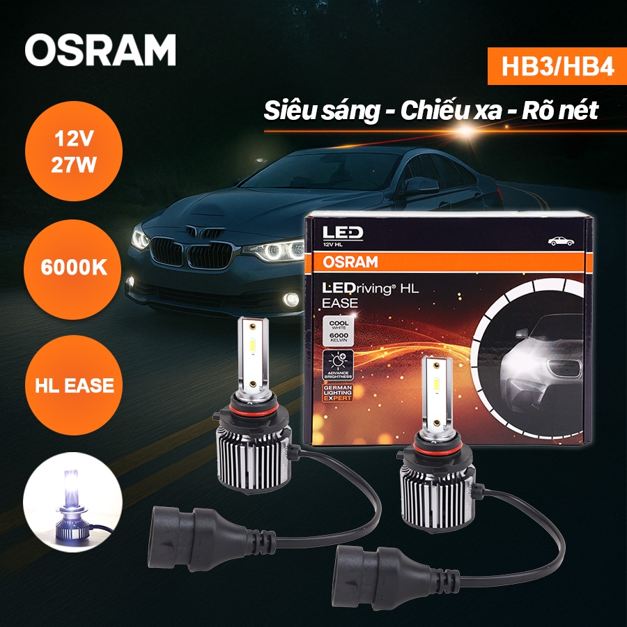 Combo 2 Bóng Đèn Led HL EASE OSRAM Dùng Cho Xe ô Tô Xe Máy Chân H1 H4 H7 H8 H11 H16 HB3 HB4 HIR2 - Nhập Khẩu Chính Hãng