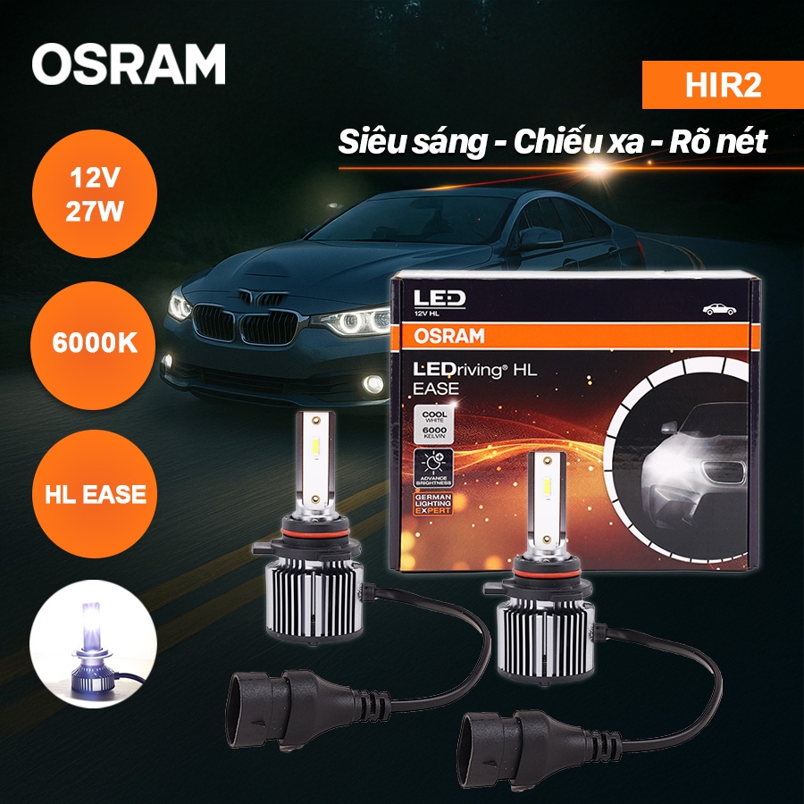 Combo 2 Bóng Đèn Led HL EASE OSRAM Dùng Cho Xe ô Tô Xe Máy Chân H1 H4 H7 H8 H11 H16 HB3 HB4 HIR2 - Nhập Khẩu Chính Hãng