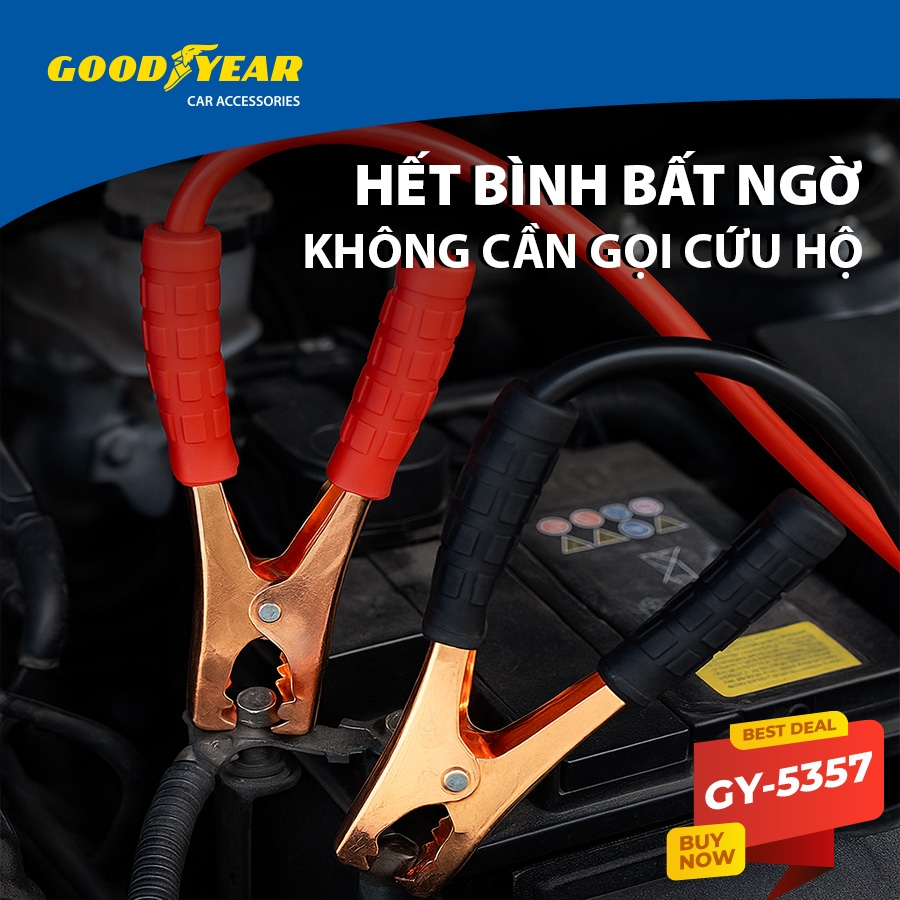 Dây Câu Bình Ắc Quy Lõi Đồng 400A Dài 3m GOODYEAR GY-5357 Kích Điện Cứu Hộ Ô tô