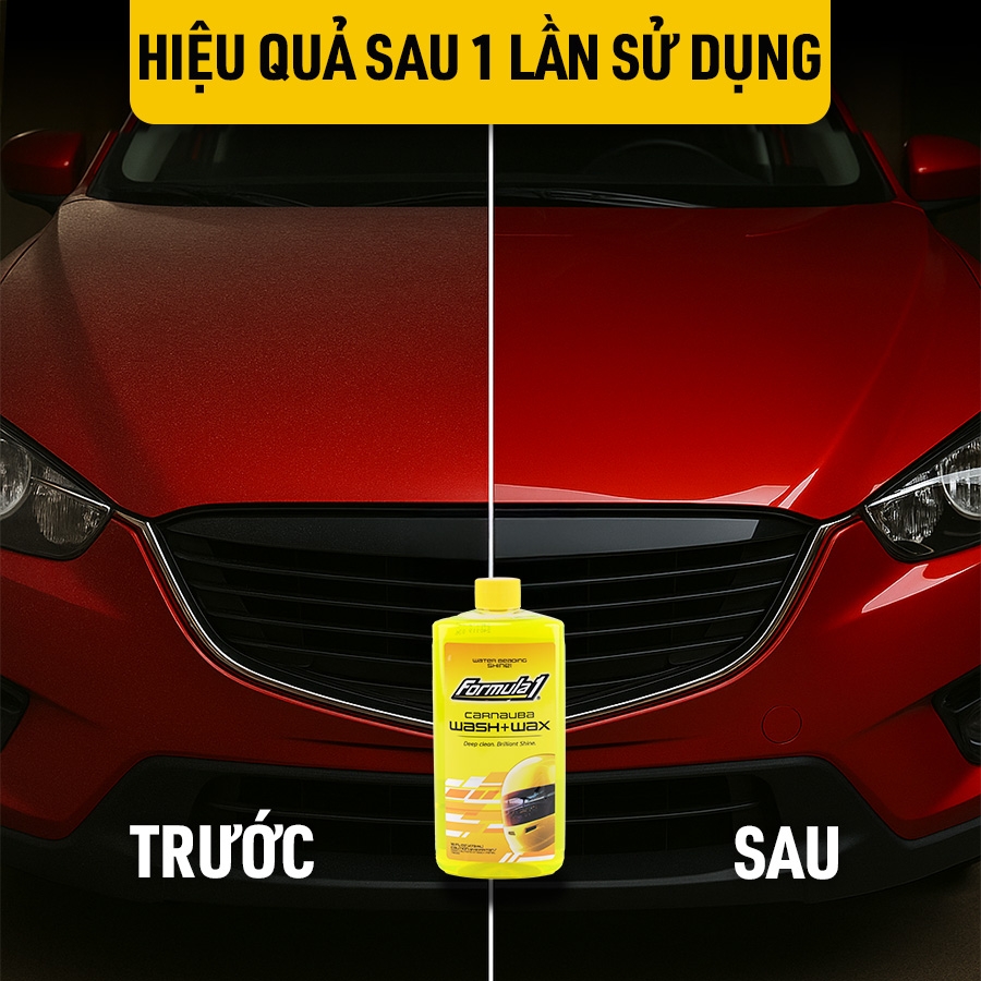 Dung Dịch Rửa Xe Kèm Phủ Bóng Carnauba Wax FORMULA 1 615016 473ml Sạch Bóng Nhanh An Toàn Cho Sơn Xe - Nhập Khẩu Chính Hãng