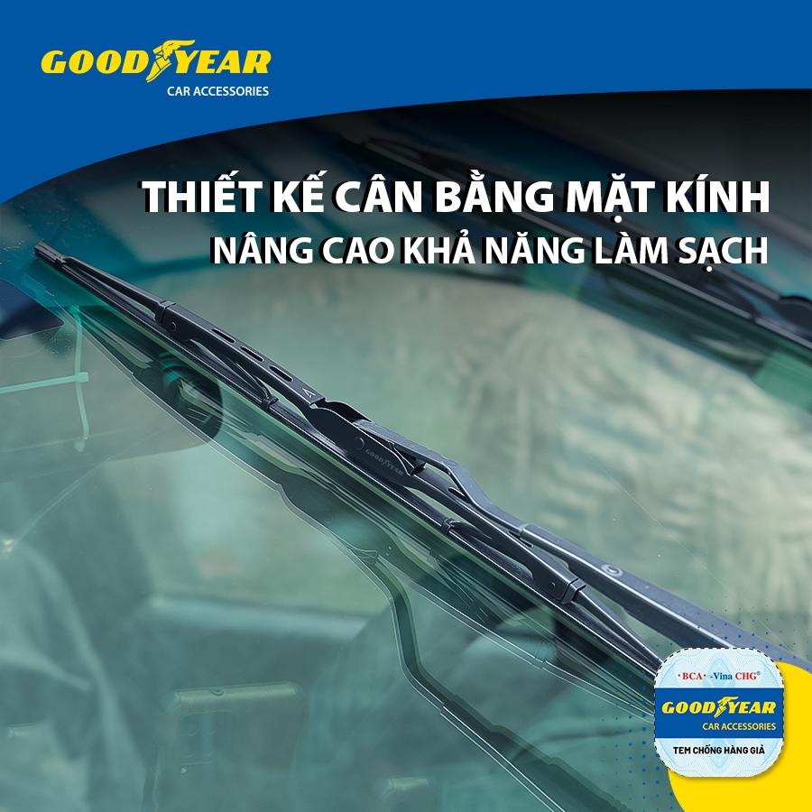 Gạt Mưa Gọng Sắt GOODYEAR Phù Hợp Nhiều Dòng Xe Thông Dụng - Nhập Khẩu Chính Hãng