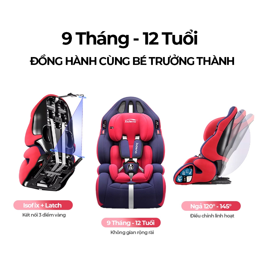 Ghế An Toàn Cho Trẻ Em QM-701A ISOFIX + LATCH + Khoá An Toàn 5 Điểm Phiên Bản Nâng Cấp Màu Đỏ Năng Động - Nhập Khẩu Chính Hãng