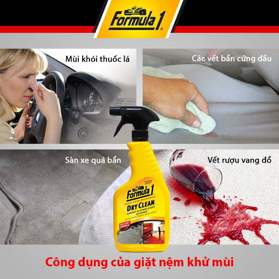 Combo Bảo Dưỡng Nhà Vô Địch Formula 1: Rửa Xe, Vệ Sinh Nội Thất, Làm Sạch Mâm Lốp Tặng Khăn Microfiber