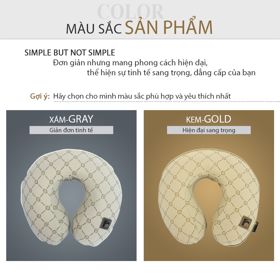 Gối Tựa Đầu Chữ U Cao Su Non FOCUS Gu F-UM01F-B Màu Xám - Nhập Khẩu Chính Hãng
