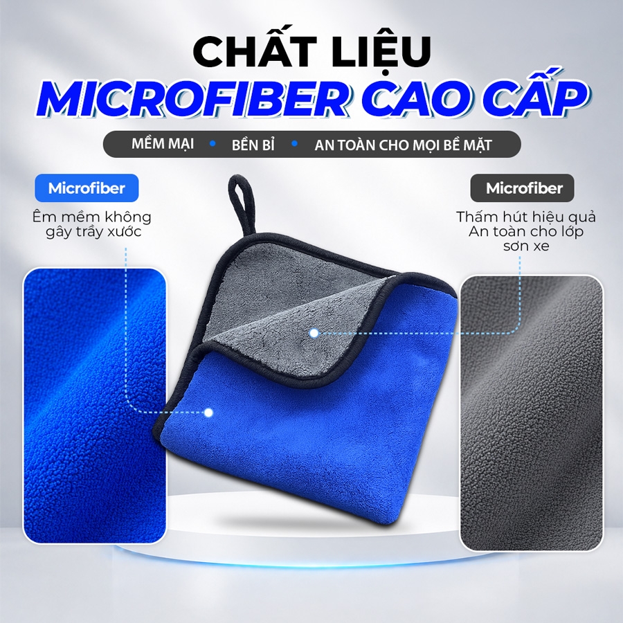 Khăn Microfiber Đa Năng CIND 30x40cm Màu Xanh/Xám