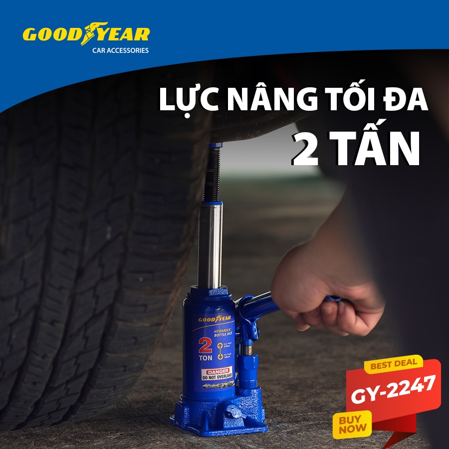 Kích Thuỷ Lực 2 Tấn 4 Tấn 6 Tấn Con Đội Nâng Vật Nặng Kích Gầm Ô tô GOODYEAR