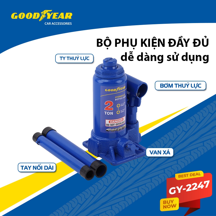 Kích Thuỷ Lực 2 Tấn 4 Tấn 6 Tấn Con Đội Nâng Vật Nặng Kích Gầm Ô tô GOODYEAR
