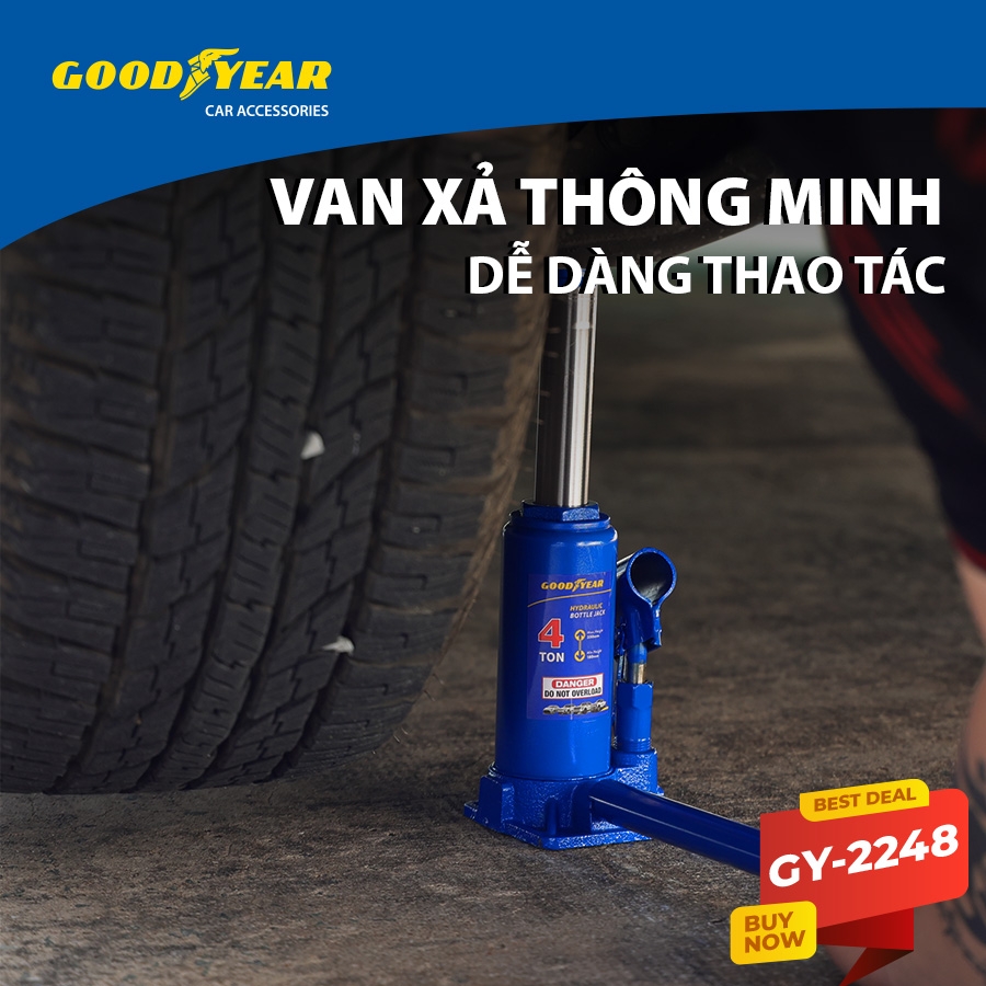 Kích Thuỷ Lực 2 Tấn 4 Tấn 6 Tấn Con Đội Nâng Vật Nặng Kích Gầm Ô tô GOODYEAR