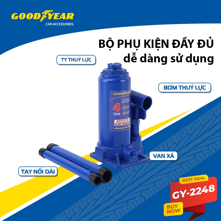 Kích Thuỷ Lực 2 Tấn 4 Tấn 6 Tấn Con Đội Nâng Vật Nặng Kích Gầm Ô tô GOODYEAR