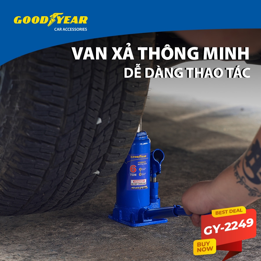 Kích Thuỷ Lực 2 Tấn 4 Tấn 6 Tấn Con Đội Nâng Vật Nặng Kích Gầm Ô tô GOODYEAR