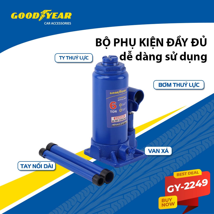 Kích Thuỷ Lực 2 Tấn 4 Tấn 6 Tấn Con Đội Nâng Vật Nặng Kích Gầm Ô tô GOODYEAR