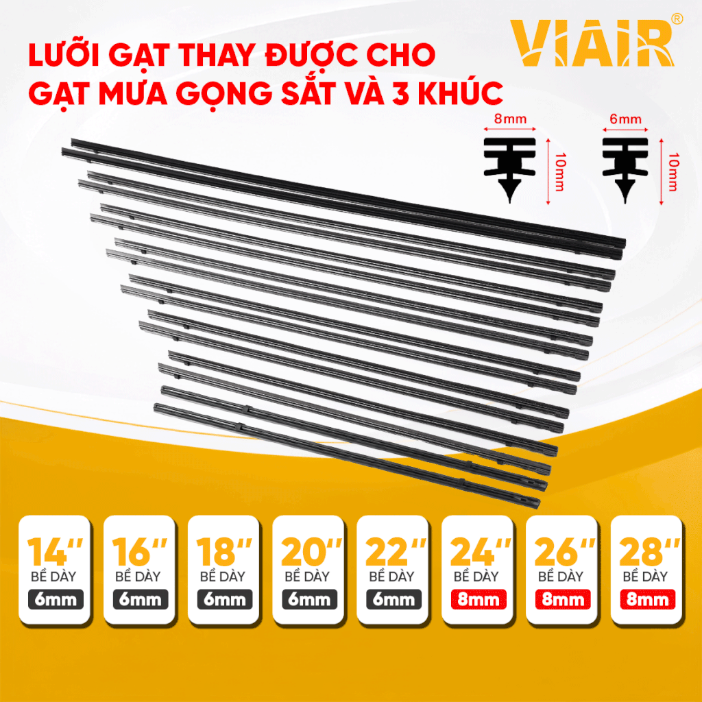 Combo 2 Lưỡi Gạt Mưa Loại A VIAIR R15 (14 Inch/350 mm)