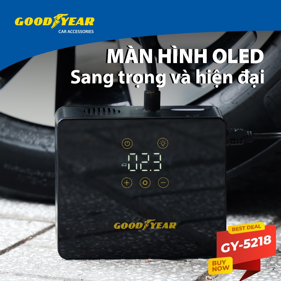 Máy Bơm Lốp Xe GOODYEAR GY-5218 Cảm Ứng Đa Điểm Tự Ngắt Thông Minh - Nhập Khẩu Chính Hãng