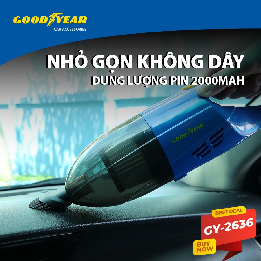 Máy Hút Bụi Cầm Tay Không Dây GOODYEAR GY-2636 Mini Lực Hút Mạnh Mẽ