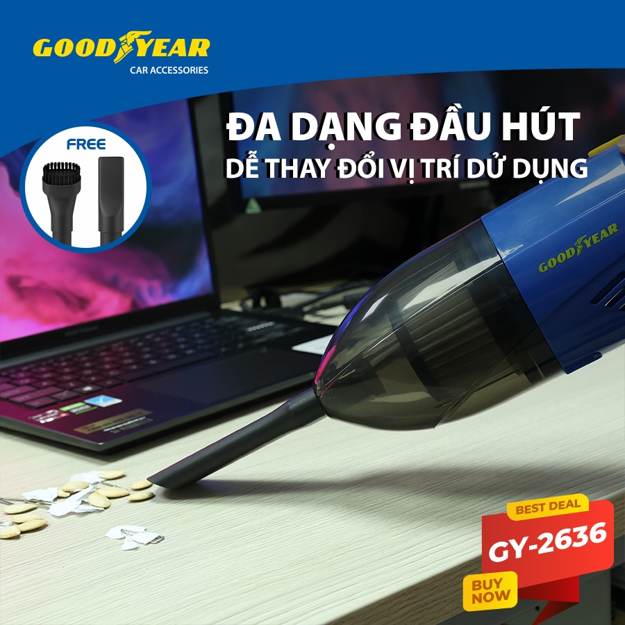 Máy Hút Bụi Cầm Tay Không Dây GOODYEAR GY-2636 Mini Lực Hút Mạnh Mẽ