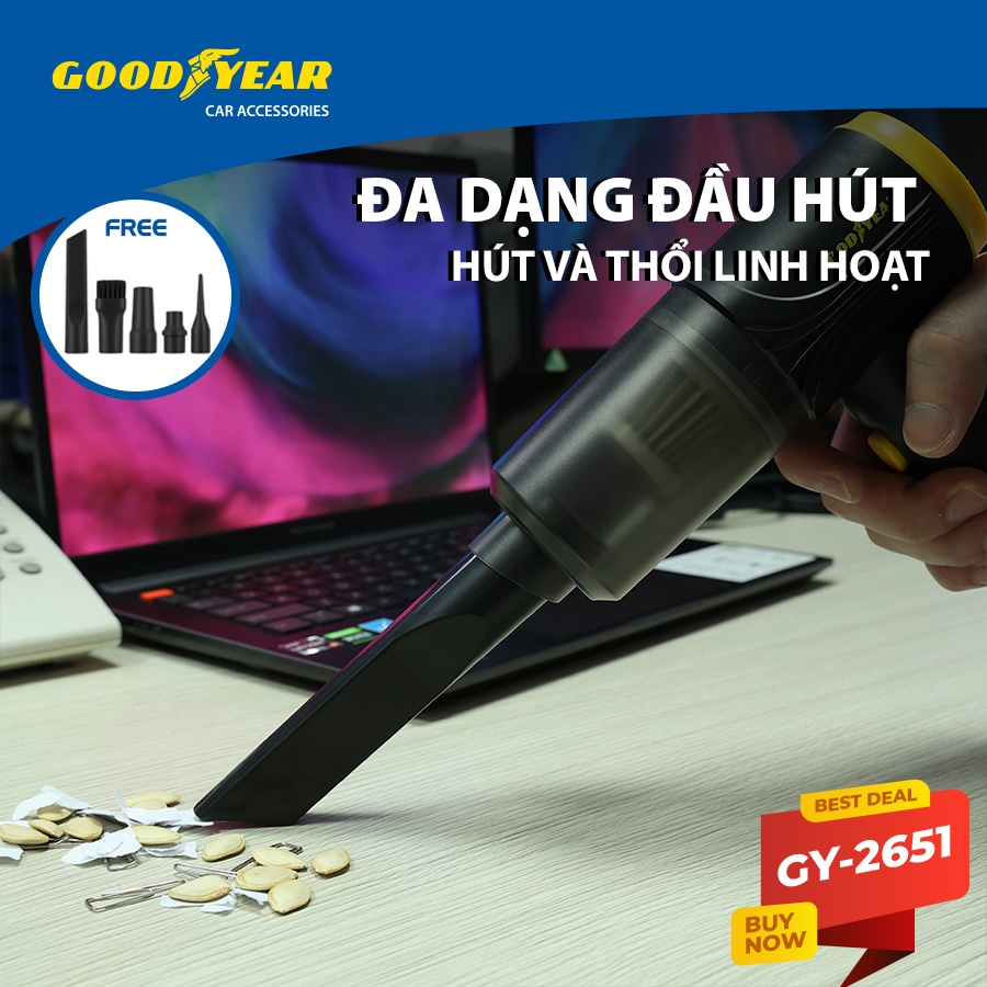 Máy Hút Kiêm Thổi Bụi Cầm Tay GOODYEAR GY-2651 Siêu Mini Sạc Điện Thông Minh
