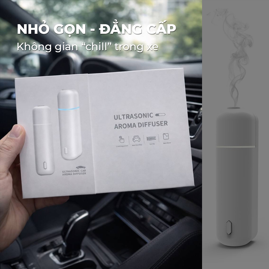 Máy Khuếch Tán Tinh Dầu Ô Tô Mini Cao Cấp | Phun Sương Siêu Âm | Xịt Thơm Tự Động FK01 - Nhập Khẩu Chính Hãng