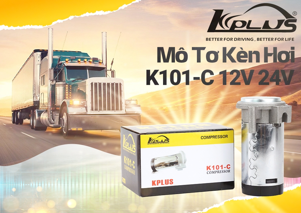 Mô Tơ Kèn Hơi  Xe Ô Tô Xe Tải KPLUS K101-C Phù Hợp Với Tất Cả Những Dòng Xe