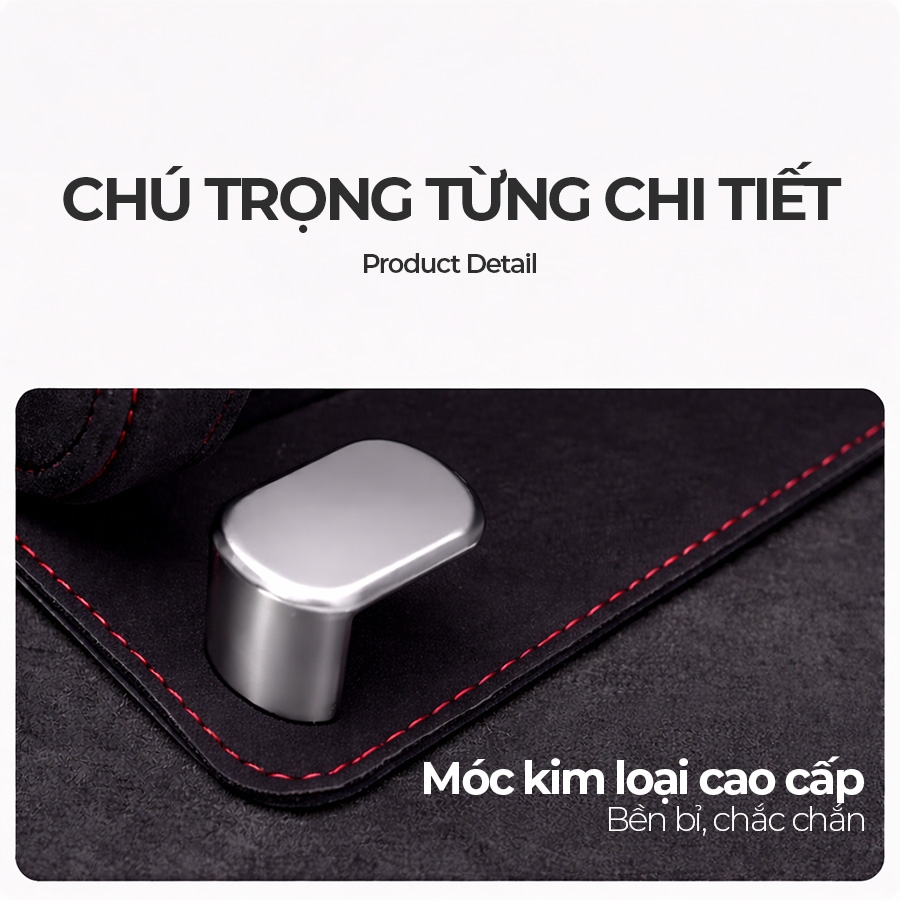 Móc Treo Đa Năng Có Hộc Đựng Ly Trên Ô Tô CIND BO-L021 Bằng Kim Loại Bọc Da Lộn Màu Đen Sang Trọng Cho Nội Thất Xe - Nhập Khẩu Chính Hãng