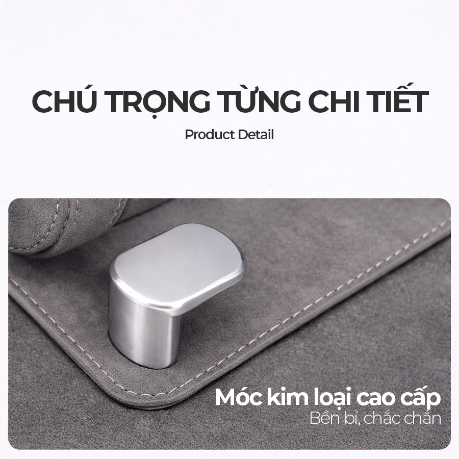 Móc Treo Đa Năng Có Hộc Đựng Ly Trên Ô Tô CIND BO-L021 Bằng Kim Loại Bọc Da Lộn Màu Xám Sang Trọng Cho Nội Thất Xe - Nhập Khẩu Chính Hãng