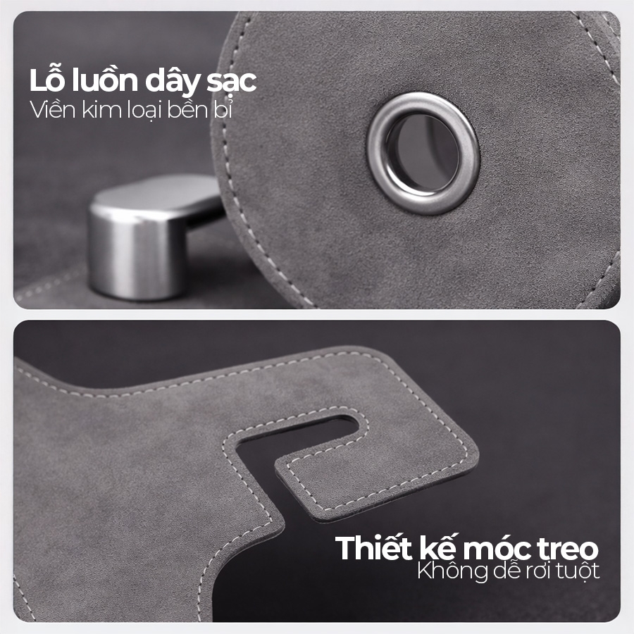 Móc Treo Đa Năng Có Hộc Đựng Ly Trên Ô Tô CIND BO-L021 Bằng Kim Loại Bọc Da Lộn Màu Xám Sang Trọng Cho Nội Thất Xe - Nhập Khẩu Chính Hãng