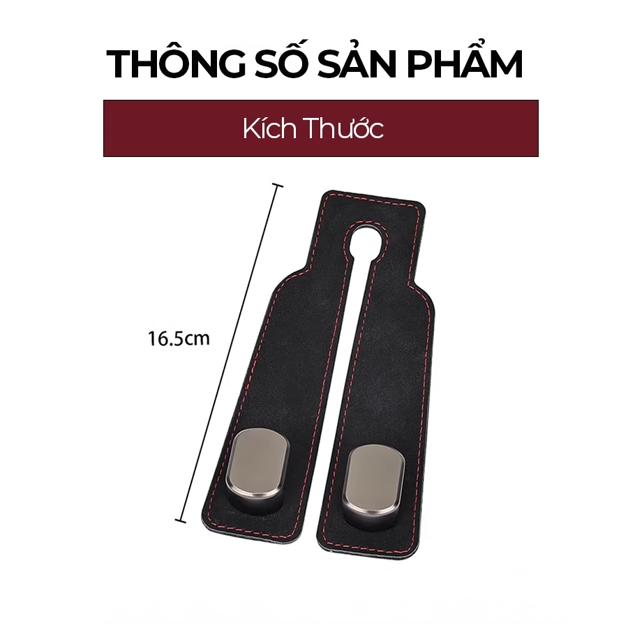 Móc Treo Kép Đa Năng Trên Ô Tô CIND BO-N021 Bằng Kim Loại Bọc Da Lộn Màu Đen Sang Trọng Cho Nội Thất Xe - Nhập Khẩu Chính Hãng