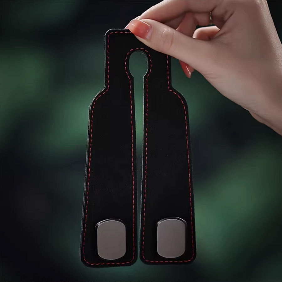 Móc Treo Kép Đa Năng Trên Ô Tô CIND BO-N021 Bằng Kim Loại Bọc Da Lộn Màu Đen Sang Trọng Cho Nội Thất Xe - Nhập Khẩu Chính Hãng