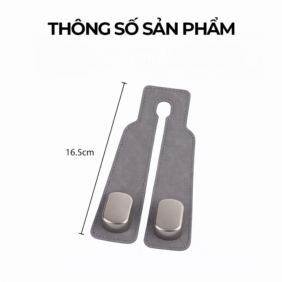 Móc Treo Kép Đa Năng Trên Ô Tô CIND BO-N021 Bằng Kim Loại Bọc Da Lộn Màu Xám Sang Trọng Cho Nội Thất Xe - Nhập Khẩu Chính Hãng