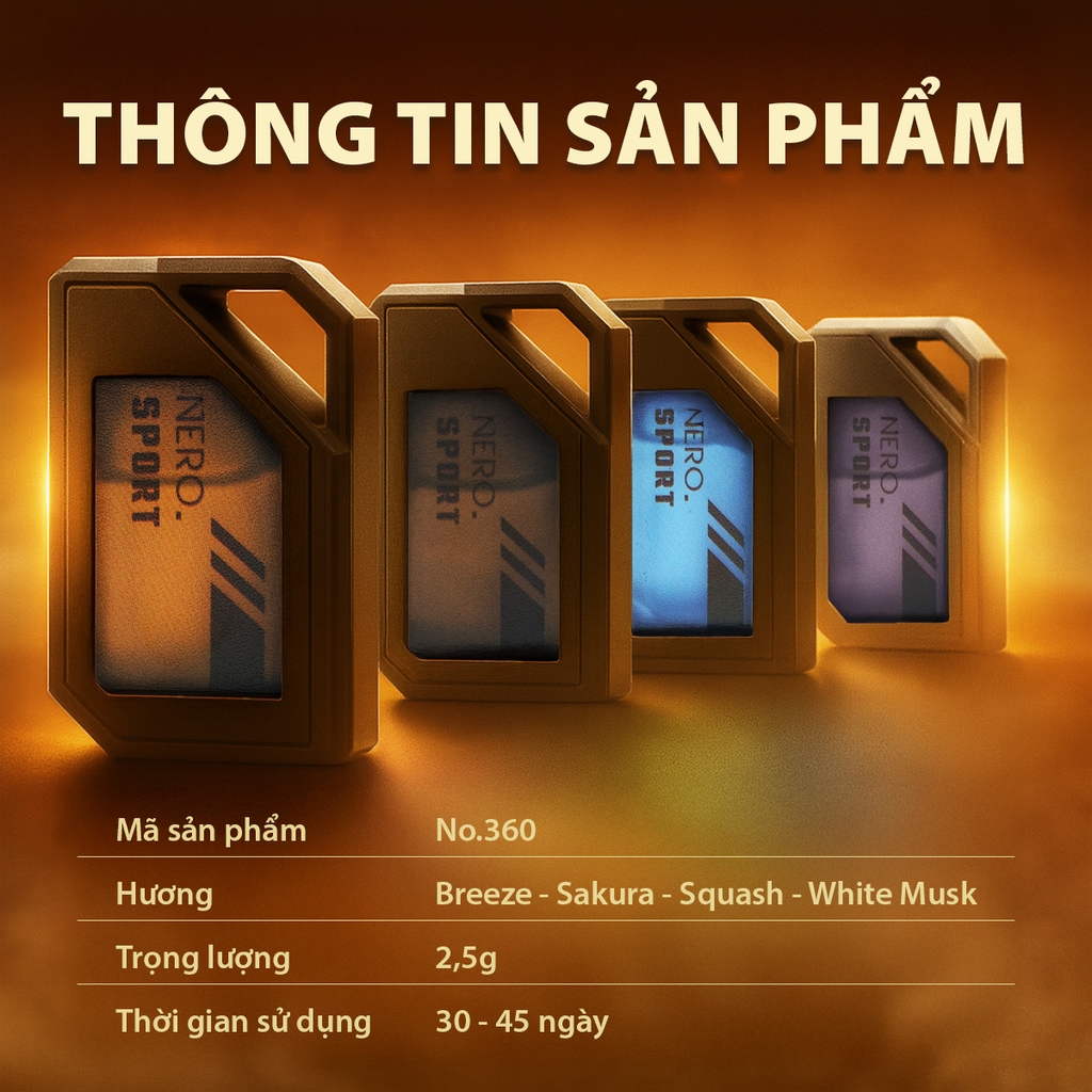 Nước Hoa Ô Tô 2in1 Treo Gương & Ghim Máy Lạnh AIR-Q Nero Sport No360 Đánh Thức Cảm Xúc Trên Mọi Hành Trình - Nhập Khẩu Chính Hãng
