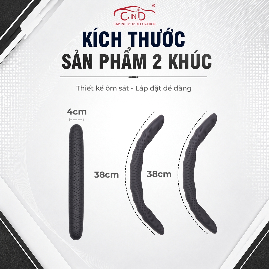 Ốp Bọc Vô Lăng CIND Da Nappa Cao Cấp Mỏng Nhẹ Chống Trượt Phù Hợp Nhiều Dòng Xe