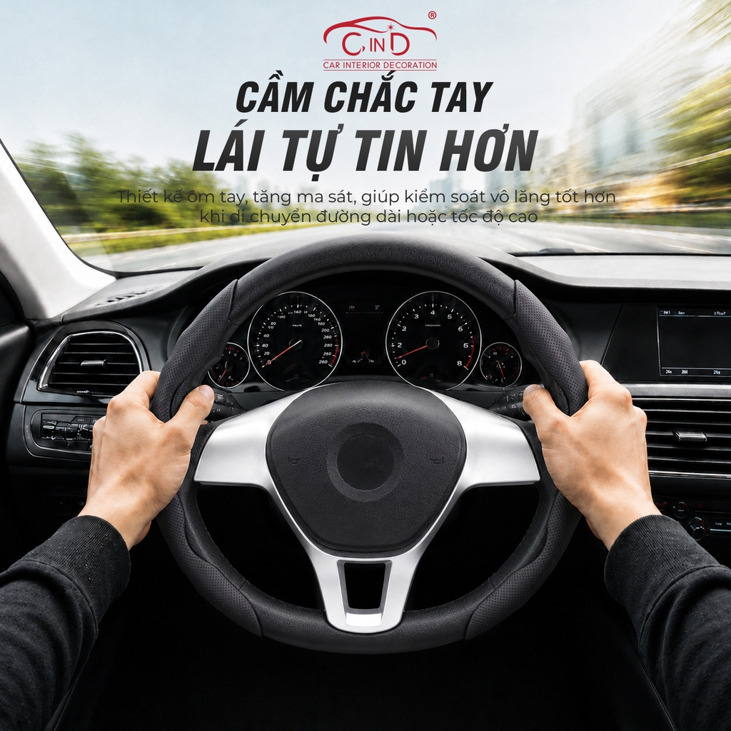 Ốp Bọc Vô Lăng CIND Da Nappa Cao Cấp Mỏng Nhẹ Chống Trượt Phù Hợp Nhiều Dòng Xe
