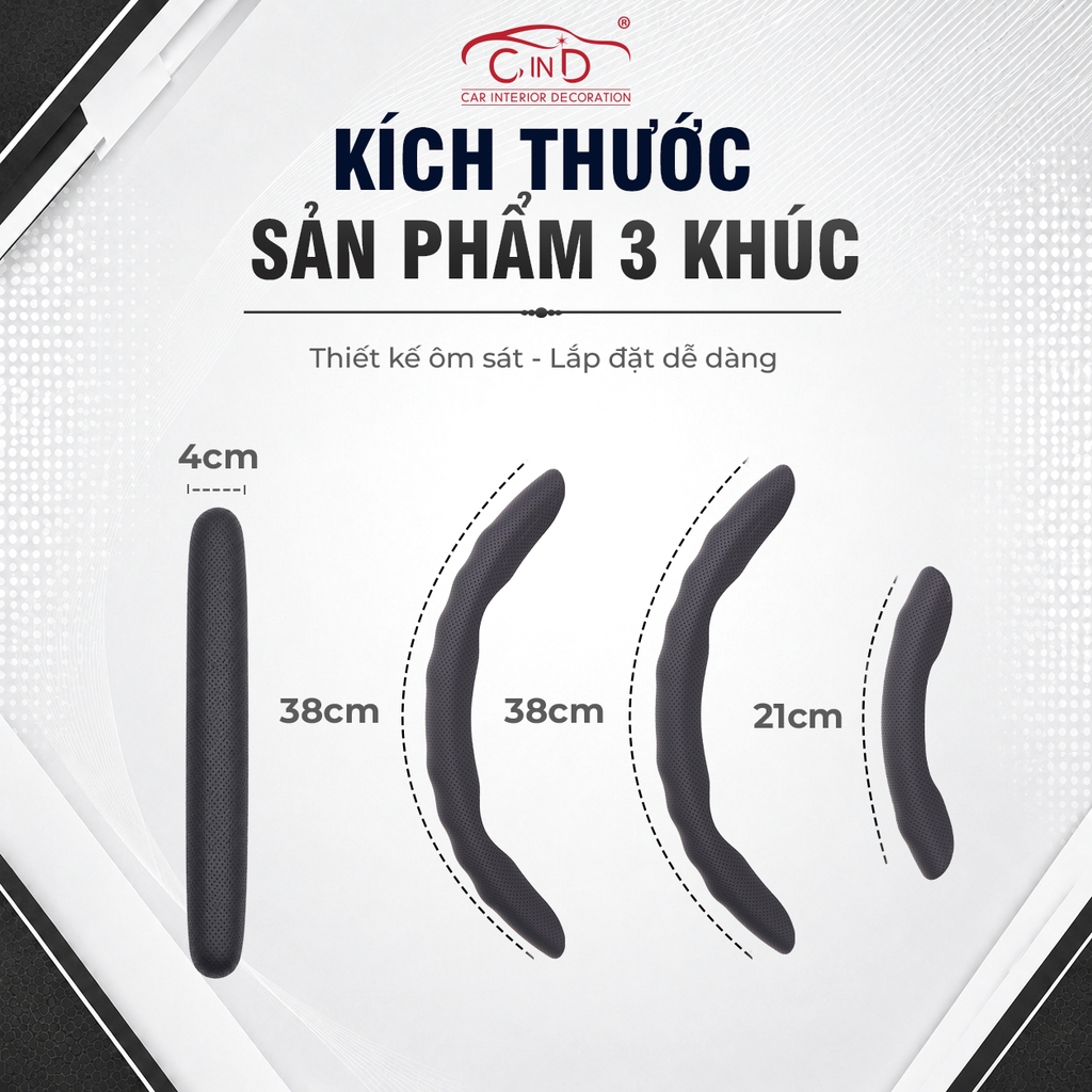 Ốp Bọc Vô Lăng CIND Da Nappa Cao Cấp Mỏng Nhẹ Chống Trượt Phù Hợp Nhiều Dòng Xe