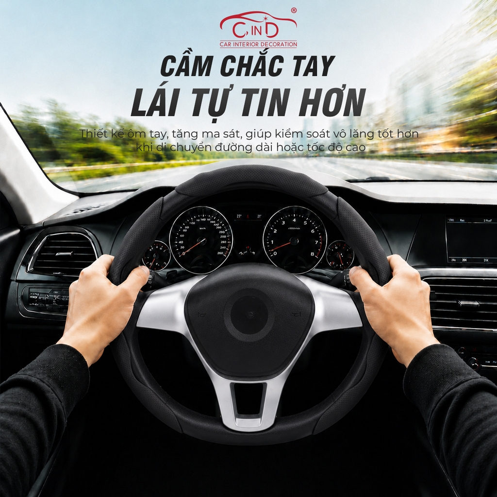 Ốp Bọc Vô Lăng CIND Da Nappa Cao Cấp Mỏng Nhẹ Chống Trượt Phù Hợp Nhiều Dòng Xe