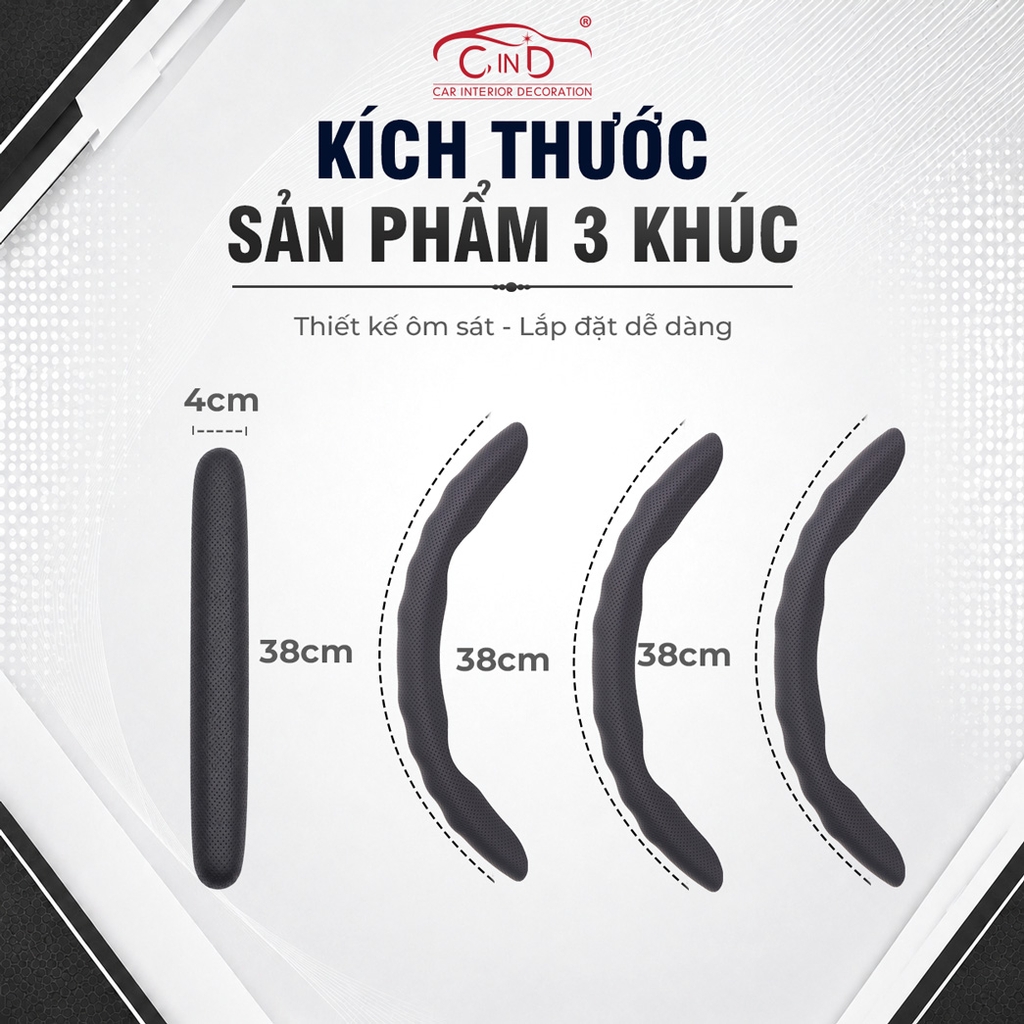 Miếng Ốp Bọc Vô Lăng Ô Tô CIND Da Nappa (Phiên Bản Nâng Cấp) Mềm Mại Êm Ái Mỏng Nhẹ Chống Trượt Phù Hợp Nhiều Dòng Xe