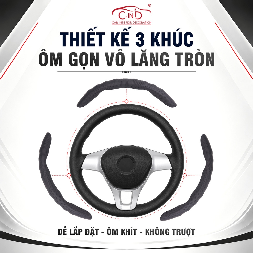 Miếng Ốp Bọc Vô Lăng Ô Tô CIND Da Nappa (Phiên Bản Nâng Cấp) Mềm Mại Êm Ái Mỏng Nhẹ Chống Trượt Phù Hợp Nhiều Dòng Xe