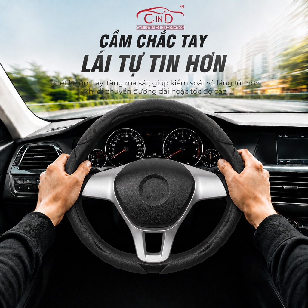 Miếng Ốp Bọc Vô Lăng Ô Tô CIND Da Nappa (Phiên Bản Nâng Cấp) Mềm Mại Êm Ái Mỏng Nhẹ Chống Trượt Phù Hợp Nhiều Dòng Xe