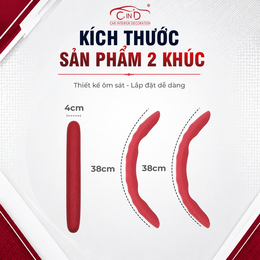 Ốp Bọc Vô Lăng CIND Da Nappa Cao Cấp Mỏng Nhẹ Chống Trượt Phù Hợp Nhiều Dòng Xe