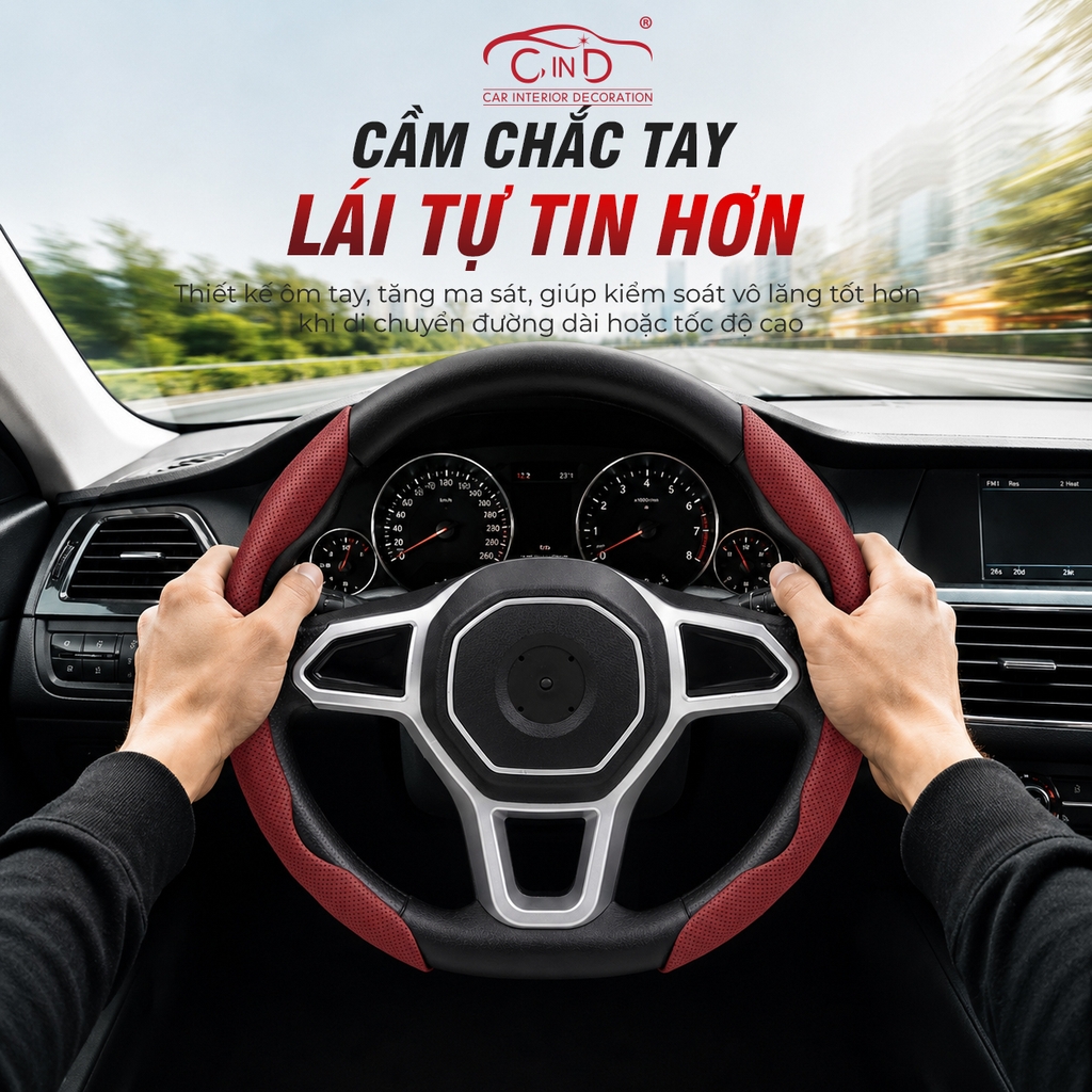Ốp Bọc Vô Lăng CIND Da Nappa Cao Cấp Mỏng Nhẹ Chống Trượt Phù Hợp Nhiều Dòng Xe