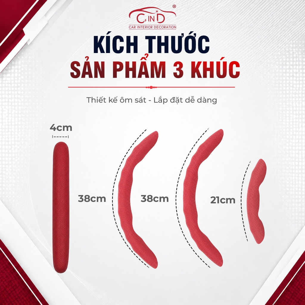 Ốp Bọc Vô Lăng CIND Da Nappa Cao Cấp Mỏng Nhẹ Chống Trượt Phù Hợp Nhiều Dòng Xe