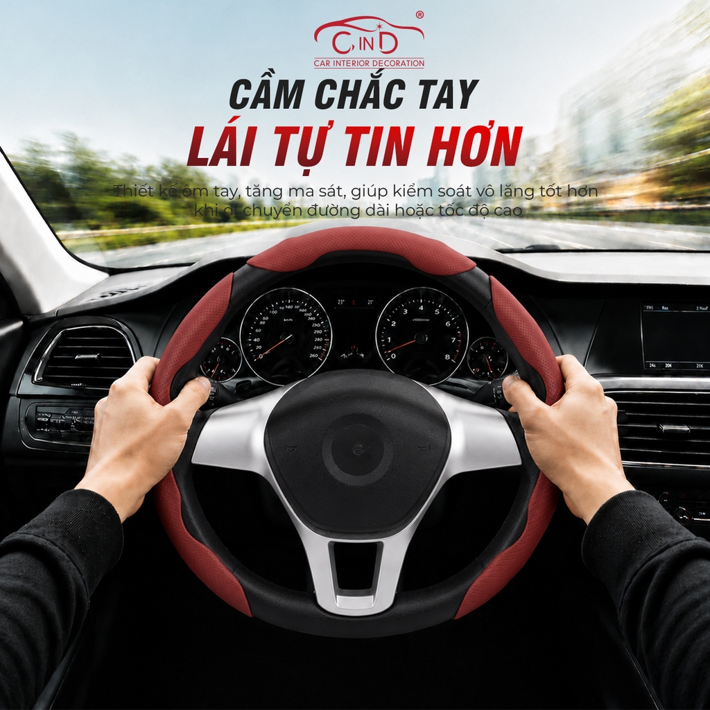Ốp Bọc Vô Lăng CIND Da Nappa Cao Cấp Mỏng Nhẹ Chống Trượt Phù Hợp Nhiều Dòng Xe
