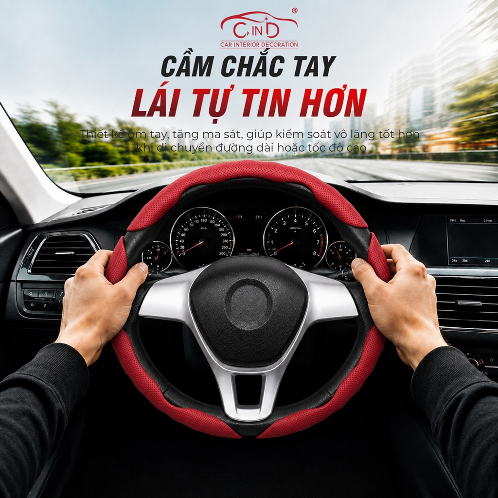 Miếng Ốp Bọc Vô Lăng Ô Tô CIND Da Nappa (Phiên Bản Nâng Cấp) Mềm Mại Êm Ái Mỏng Nhẹ Chống Trượt Phù Hợp Nhiều Dòng Xe