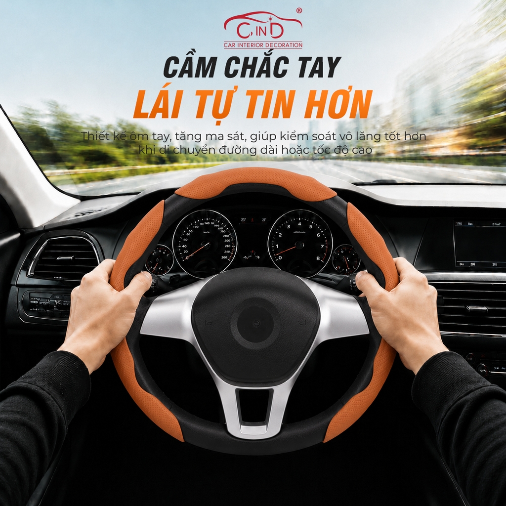 Ốp Bọc Vô Lăng CIND Da Nappa Cao Cấp Mỏng Nhẹ Chống Trượt Phù Hợp Nhiều Dòng Xe