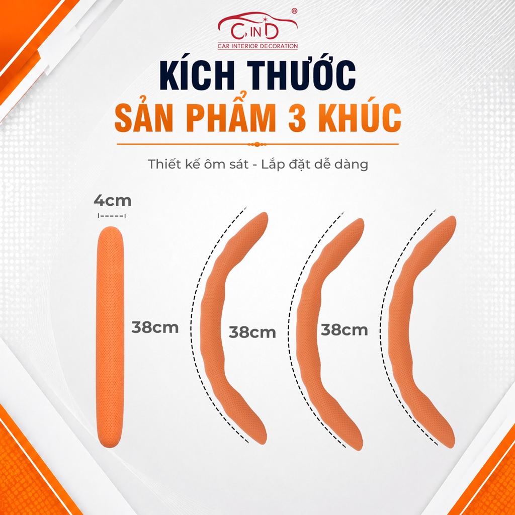 Miếng Ốp Bọc Vô Lăng Ô Tô CIND Da Nappa (Phiên Bản Nâng Cấp) Mềm Mại Êm Ái Mỏng Nhẹ Chống Trượt Phù Hợp Nhiều Dòng Xe